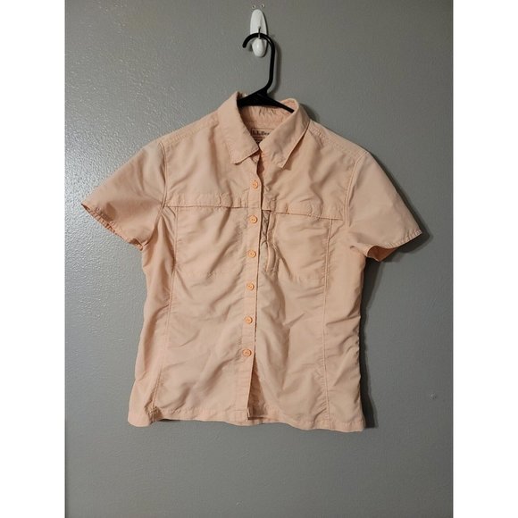 L.L. Bean Petite Pink Short Sleeve Button Up Shirt Women's Size PXS READ - Picture 1 of 6